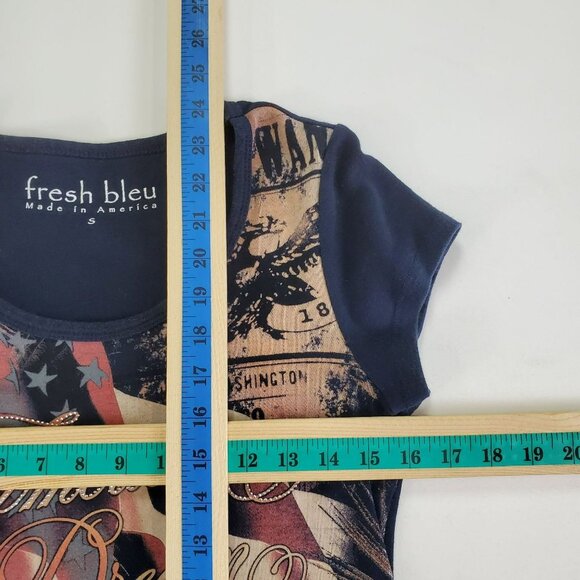 Fresh Bleu Womens American Dream Cotton T-Shirt Small Multi-Print Short Sleeve - Picture 7 of 9